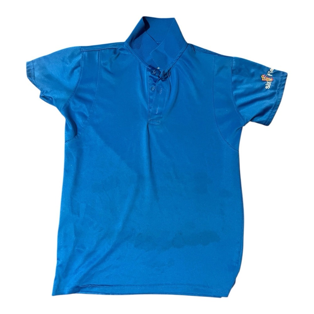 Six Flags - Blue Polo Shirt‎ (XS) - Theme Park Employee Uniform